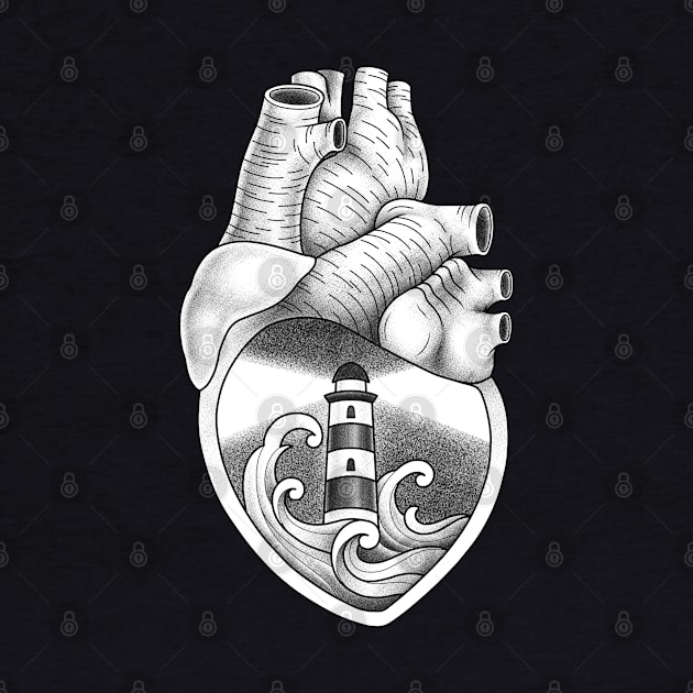 Navy heart with lighthouse by Smurnov